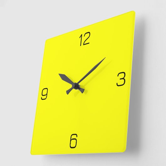 Hellgelbe FFFF00-Farbe - Option "Ihren Namen hinzu Quadratische Wanduhr (Winkel)