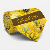 Hellgelbe Floral Monogramm Krawatte (Gerollt)