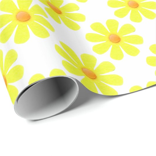 Hellgelbe Frühlingsblumen für jede Anlässe Geschenkpapier (Rolleneckpunkt)