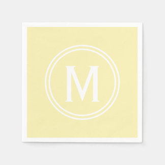 Hellgelbe Gerahmte, runde Monogramm Serviette