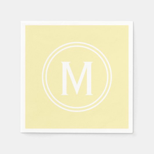 Hellgelbe Gerahmte, runde Monogramm Serviette (Vorderseite)