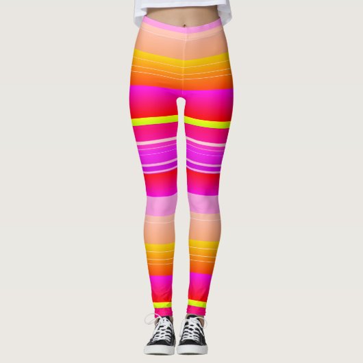 Hellgelbe, gestreifte Leggings (Vorderseite)