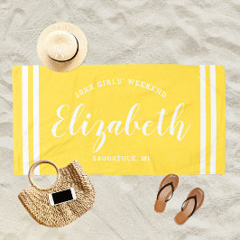 Hellgelbe Girls Weekend Personalisierter Name Strandtuch