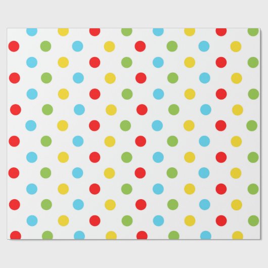 Hellgelbe grüne blaue und rote Polka-Punkte Geschenkpapier (Flach)