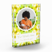 Hellgelbe grüne Neugeborene-Ehefrau-Eltern-Geschen Fotoblock (Links)