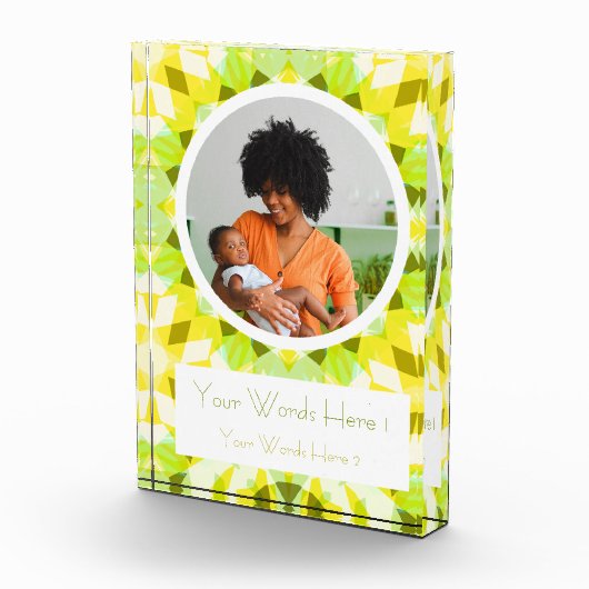 Hellgelbe grüne Neugeborene-Ehefrau-Eltern-Geschen Fotoblock (Rechts)