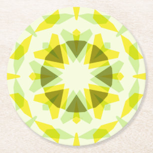 Hellgelbe grüne Star Dopamin Dekoration Kitsch Art Runder Pappuntersetzer
