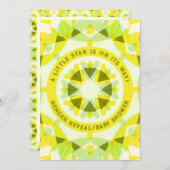 Hellgelbe grüne Star-Genitaldusche Einladung (Vorne/Hinten)