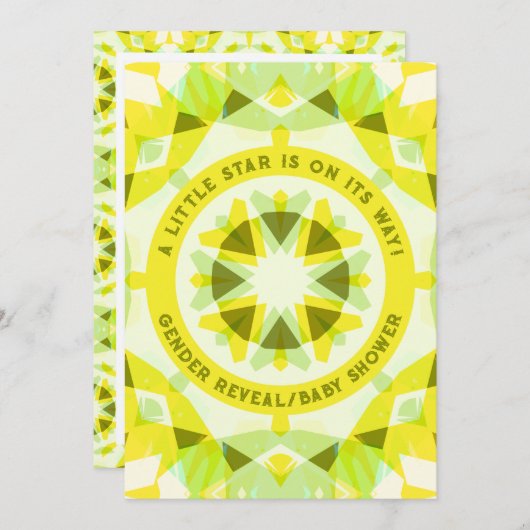 Hellgelbe grüne Star-Genitaldusche Einladung (Vorne/Hinten)