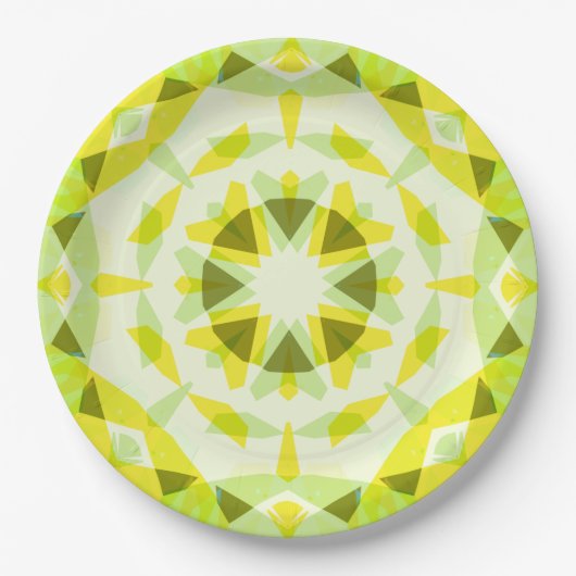 Hellgelbe grüne Star-Genitaldusche Pappteller (Vorderseite)