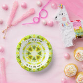 Hellgelbe grüne Star-Genitaldusche Pappteller (Party)