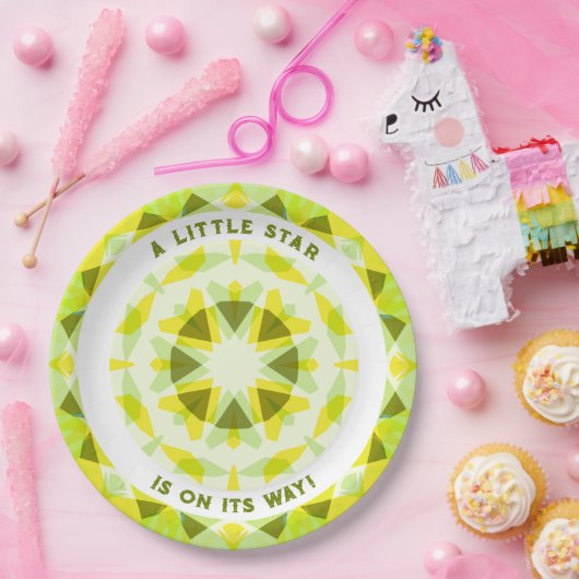 Hellgelbe grüne Star-Genitaldusche Pappteller (Party)