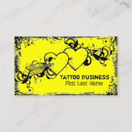 Hellgelbe grunge Herz-Tattoo-Visitenkarten Visitenkarte
