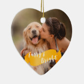 Hellgelbe Hunde Foto Happy Pawlidays Keramik Ornament (Rechts)