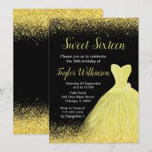 Hellgelbe Imitate Glitzer Sweet 16 Birthday