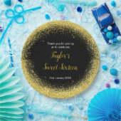 Hellgelbe Imitate Glitzer Sweet 16 Birthday Pappteller (Party)