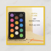 Hellgelbe Künstlerin/Tutor/Lehrerin Art Lehrerin Quadratische Visitenkarte (Vorderseite)