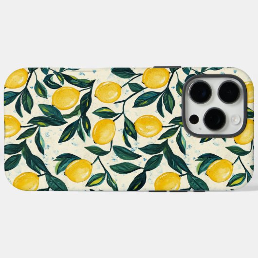 Hellgelbe Lemon Gemustert Case-Mate iPhone Hülle (Rückseite (Horizontal))