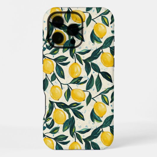 Hellgelbe Lemon Gemustert iPhone Hülle (Rückseite)
