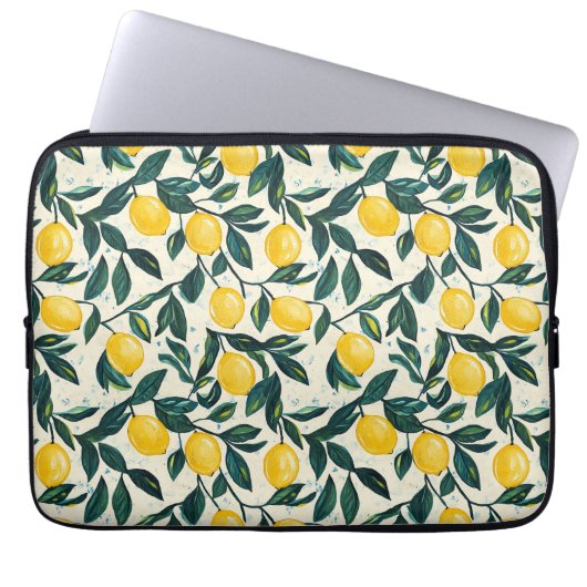 Hellgelbe Lemon Gemustert Laptopschutzhülle (Vorderseite)
