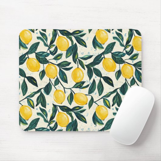 Hellgelbe Lemon Gemustert Mousepad (Mit Mouse)