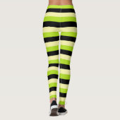 Hellgelbe, Limone grüne und schwarze Streifen Leggings (Rückseite)
