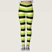 Hellgelbe, Limone grüne und schwarze Streifen Leggings (Vorderseite)