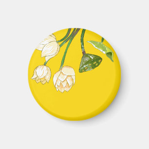 Hellgelbe Lotus-Blume und Lotus Seedpod Magnet