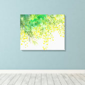 Hellgelbe Mimosa Aquarellfarben Blume Malerei Leinwanddruck (Insitu (Holzboden))