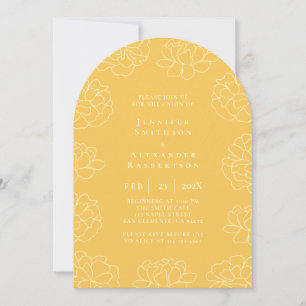 Hellgelbe minimale botanische Hochzeit Einladung