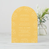 Hellgelbe minimale botanische Hochzeit Einladung (Stehend Vorderseite)