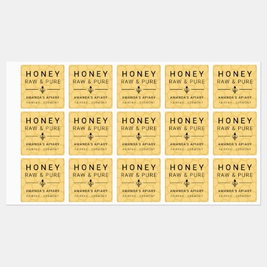 Hellgelbe Modern Beam Icon Honey Apiary Etiketten (Blatt)