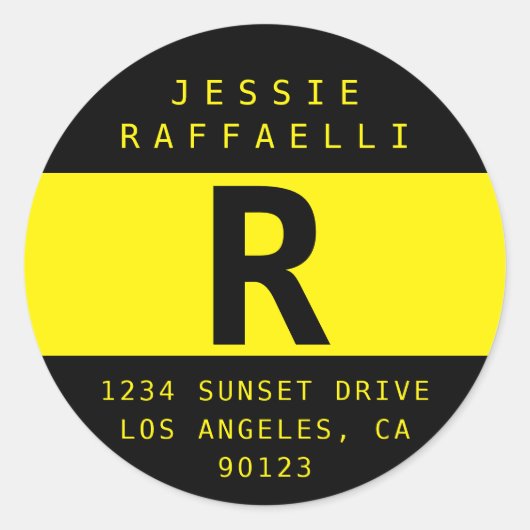 Hellgelbe moderne Rücksendeadresse Runder Aufkleber (Vorderseite)