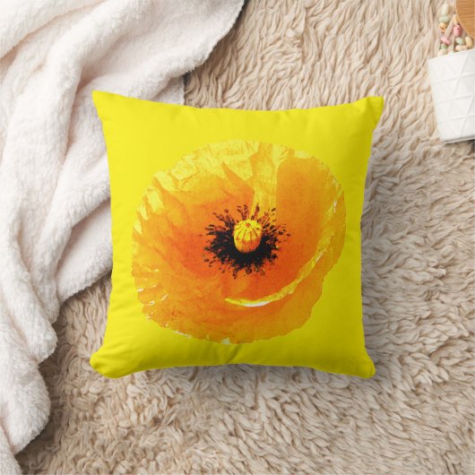 Hellgelbe Mohnblume Blume Abstrakte Hochzeit Kissen (Decke)