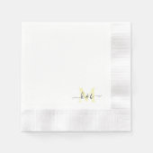 Hellgelbe Monogram Swash Script White Cocktail Serviette (Vorderseite)