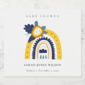 Hellgelbe Navy Boho Bläsernchen Rainbow Baby Dusch Bierflaschenetikett (Einzelnes Label)