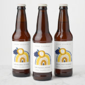 Hellgelbe Navy Boho Bläsernchen Rainbow Baby Dusch Bierflaschenetikett (Flaschen)