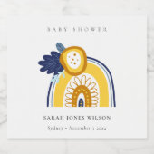 Hellgelbe Navy Boho Bläsernchen Rainbow Baby Dusch Bierflaschenetikett (Einzelnes Label)