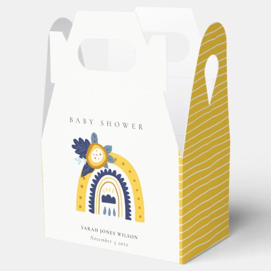 Hellgelbe Navy Boho Bläsernchen Rainbow Baby Dusch Geschenkschachtel (Geöffnet)