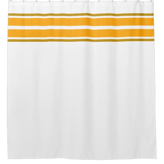 Hellgelbe, obergelbe Streifen auf weißen Streifen Duschvorhang (Vorderseite)