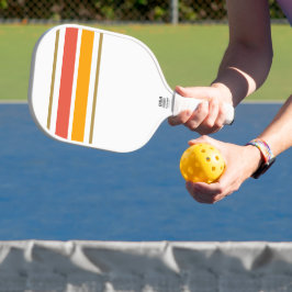Hellgelbe, obergelbe Streifen auf weißen Streifen Pickleball Schläger