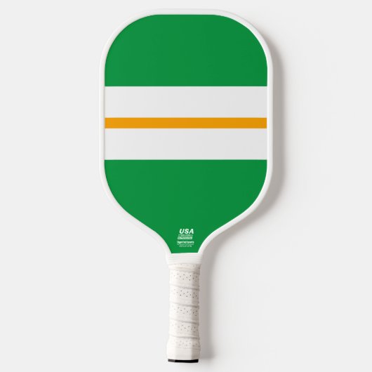 Hellgelbe, orange-grüne Streifen Pickleball Schläger (Rückseite)