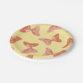 Hellgelbe, orange und rosa Schmetterlinge Pappteller (Schrägansicht)