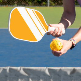 Hellgelbe orange weiße Diagonalstreifen Streifen Pickleball Schläger