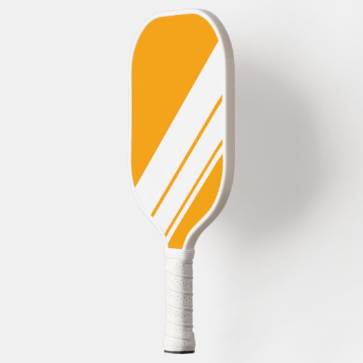 Hellgelbe orange weiße Diagonalstreifen Streifen Pickleball Schläger (Links)