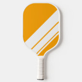 Hellgelbe orange weiße Diagonalstreifen Streifen Pickleball Schläger (Rückseite)