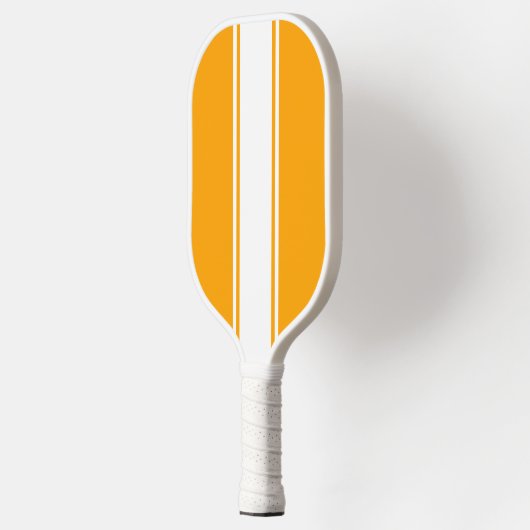 Hellgelbe orange weiße vertikale Streifen Pickleball Schläger (Links)