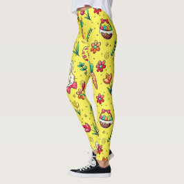 Hellgelbe Ostermuster Leggings