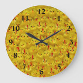 Hellgelbe Osterstäbchen Moderne Muster Spaß Große Wanduhr (Vorderseite)
