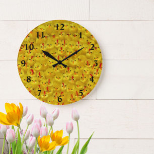 Hellgelbe Osterstäbchen Moderne Muster Spaß Große Wanduhr